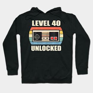 Level 40 Birthday Men Women Video Game Controller Hoodie